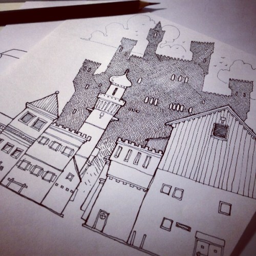 A sketch of a city and castle