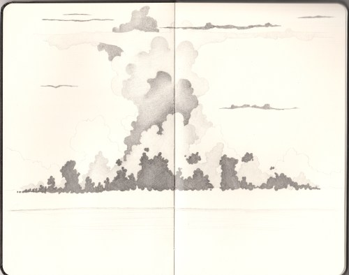 Pencil sketch of a big thundercloud