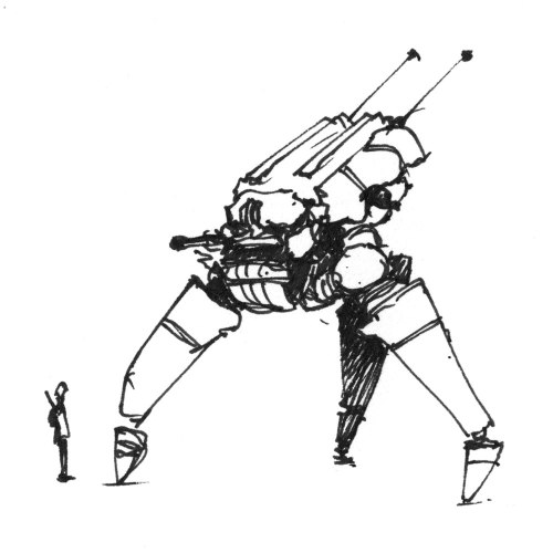 Three-legged mech and pilot